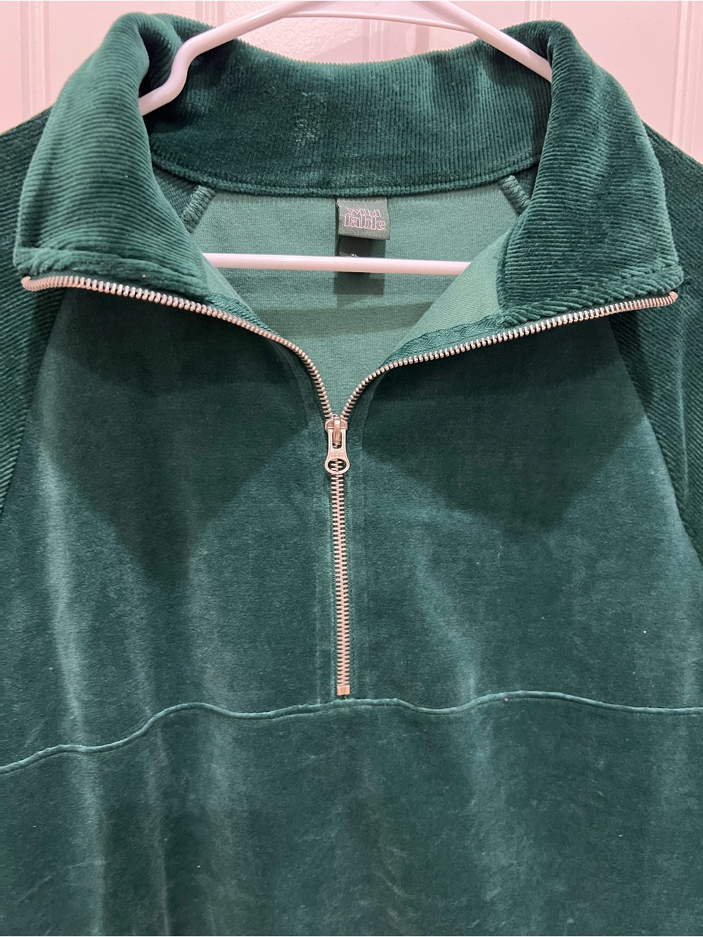 wild fable Forest Green Velour Quarter-Zip Pullover - Picture 2 of 7